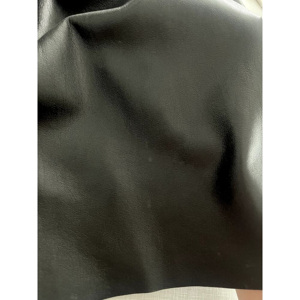 Aritzia Wilfred Sz M Bica Blouse Top Black Faux Leather Edgy Peasant Boho - Picture 15 of 15